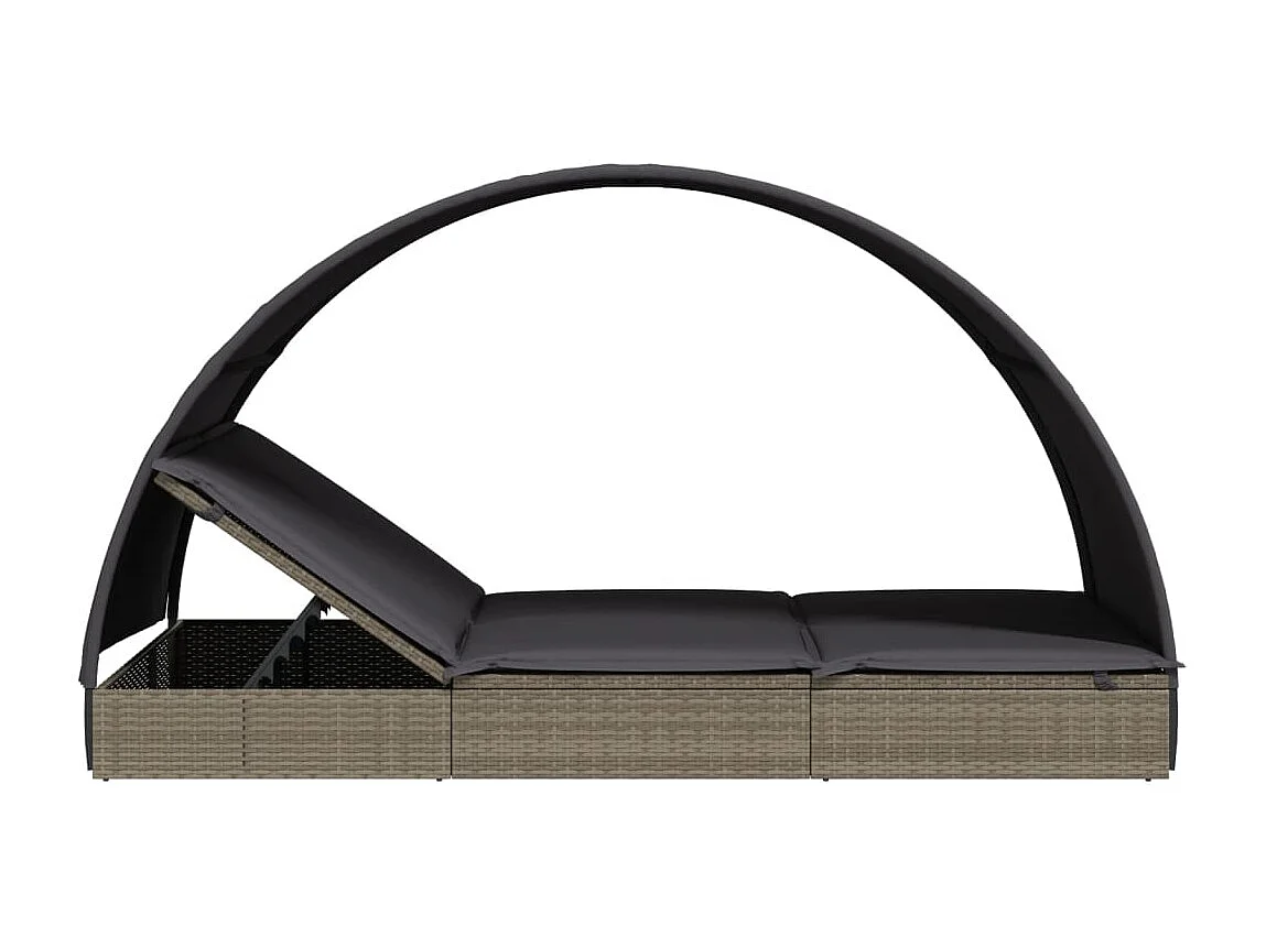 Transat 2 places avec toit rond gris 211x112x140