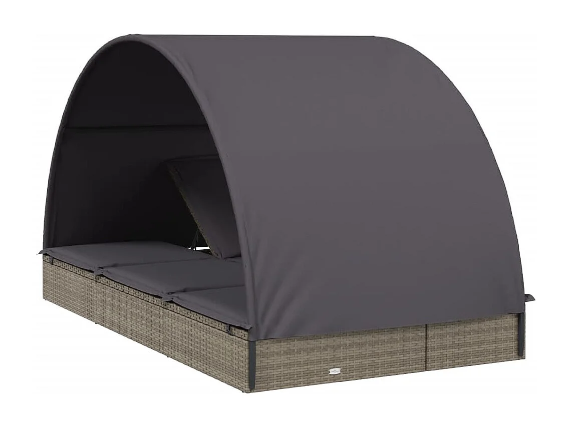 Transat 2 places avec toit rond gris 211x112x140