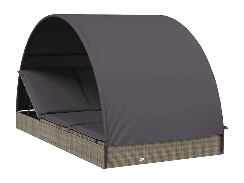 Transat 2 places avec toit rond gris 211x112x140