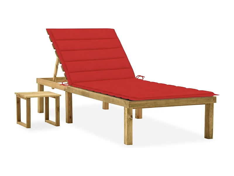 Chaise longue de jardin avec table et coussin Pin imprégné 60