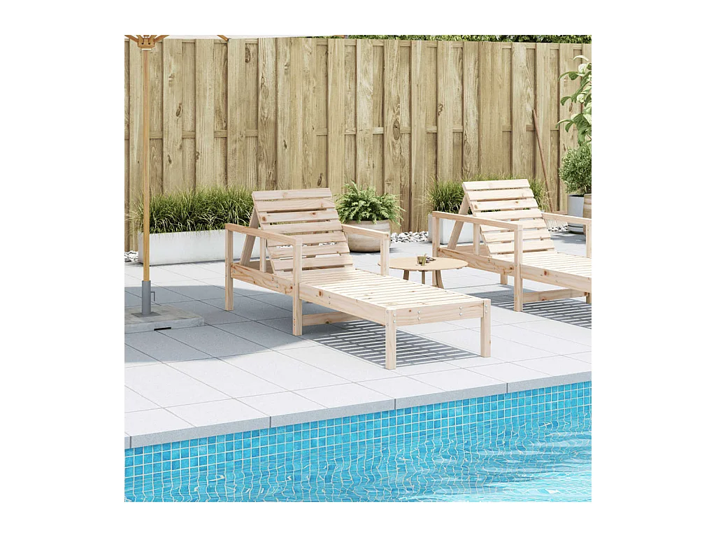 Chaise longue 199,5x62x55 bois massif de pin