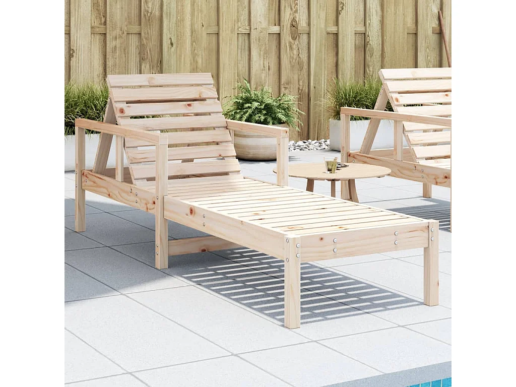 Chaise longue 199,5x62x55 bois massif de pin