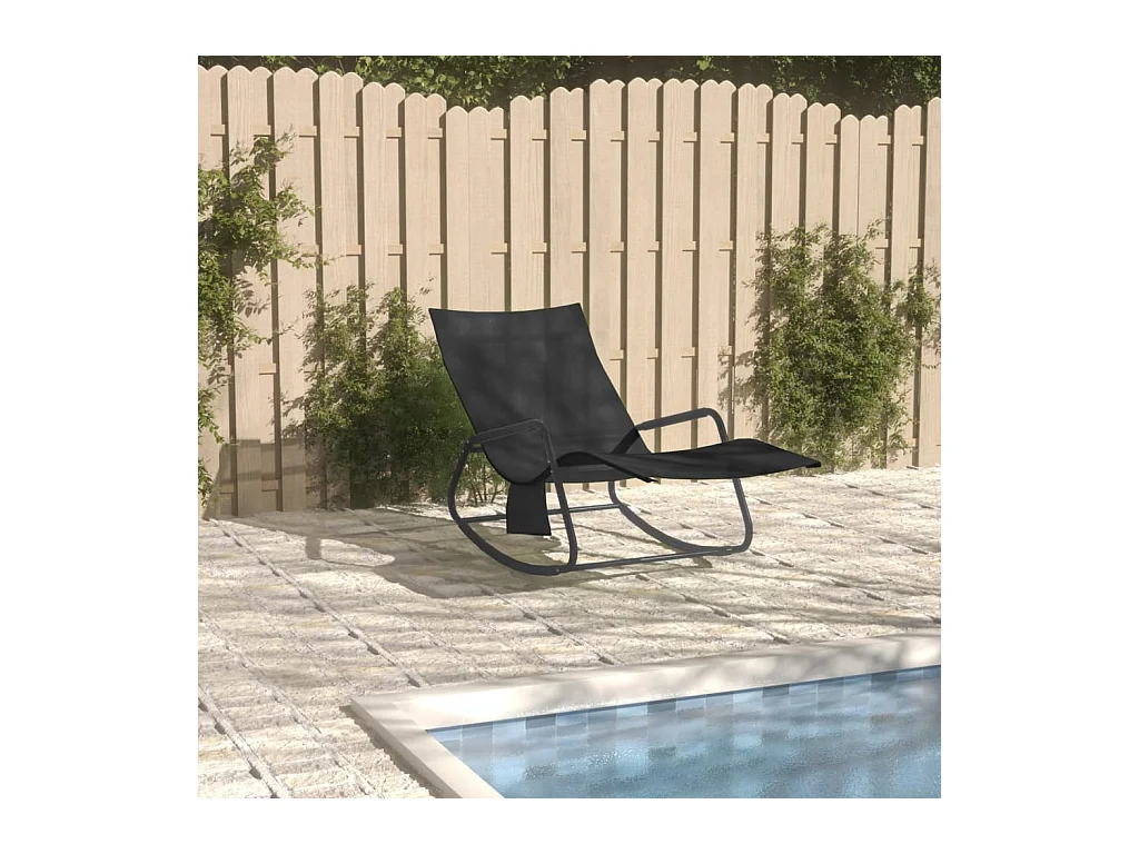 Chaise longue Acier et textilène Noir