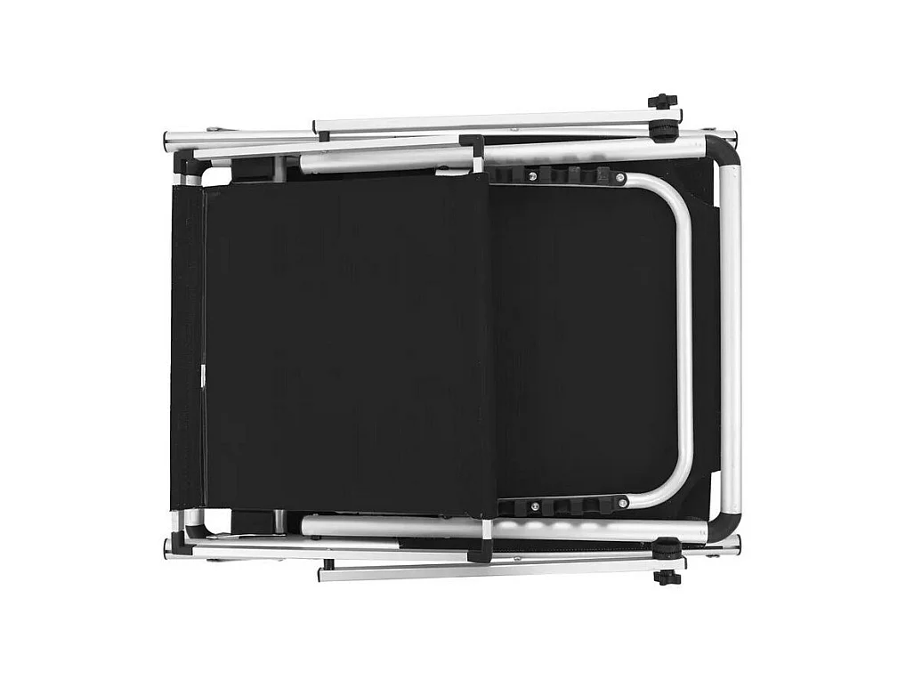 Chaise longue pliable avec auvent textilène noir et métal Pegun