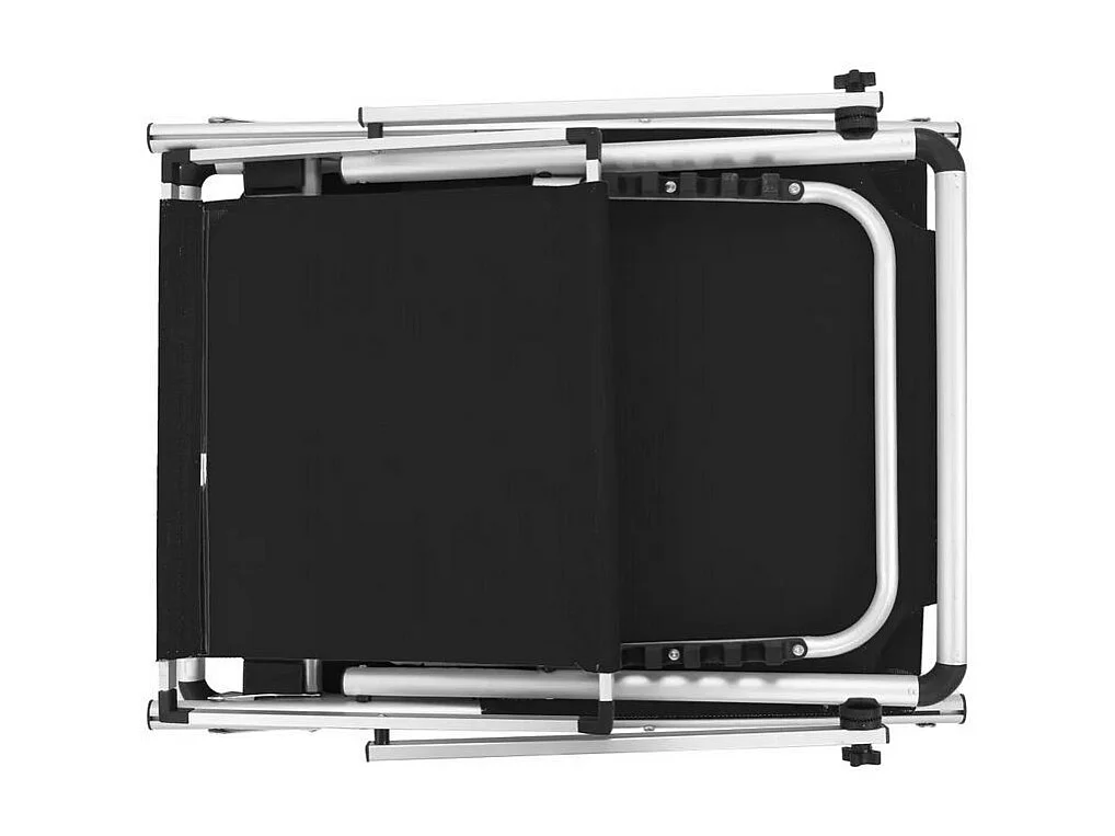 Chaise longue pliable avec auvent textilène noir et métal Pegun