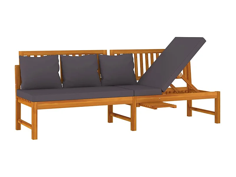 vidaxL Lit de jour avec coussin gris 200x60x75 Bois d'acacia solide