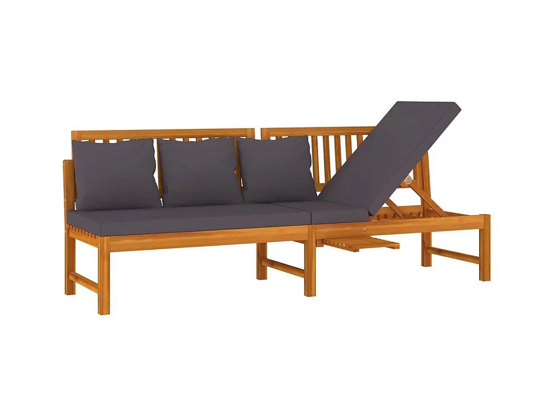 vidaxL Lit de jour avec coussin gris 200x60x75 Bois d'acacia solide