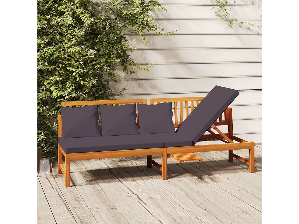 vidaxL Lit de jour avec coussin gris 200x60x75 Bois d'acacia solide