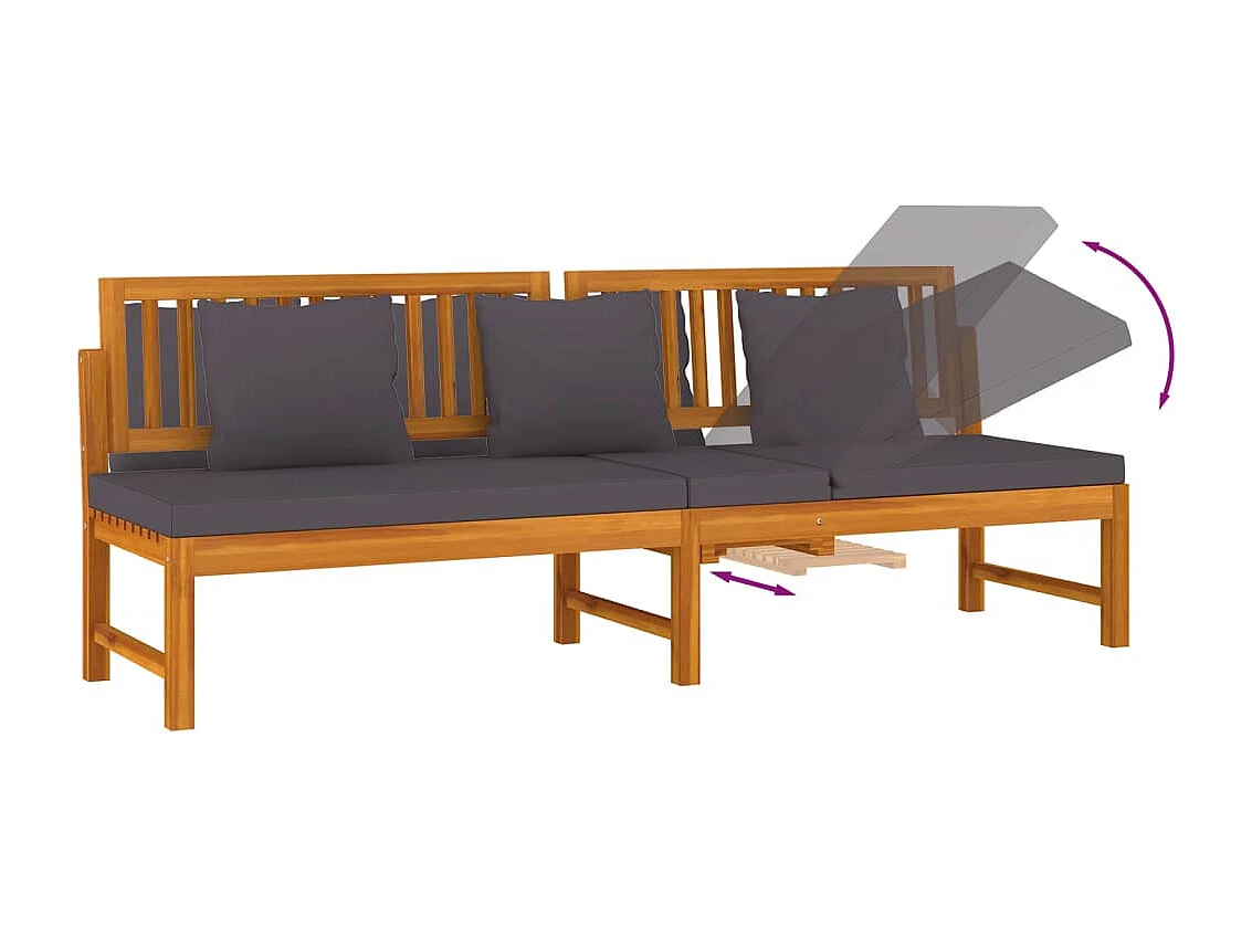 vidaxL Lit de jour avec coussin gris 200x60x75 Bois d'acacia solide