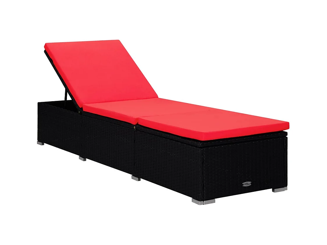 Chaises longues de jardin table à thé 3 pcs Résine tressée Noir 3