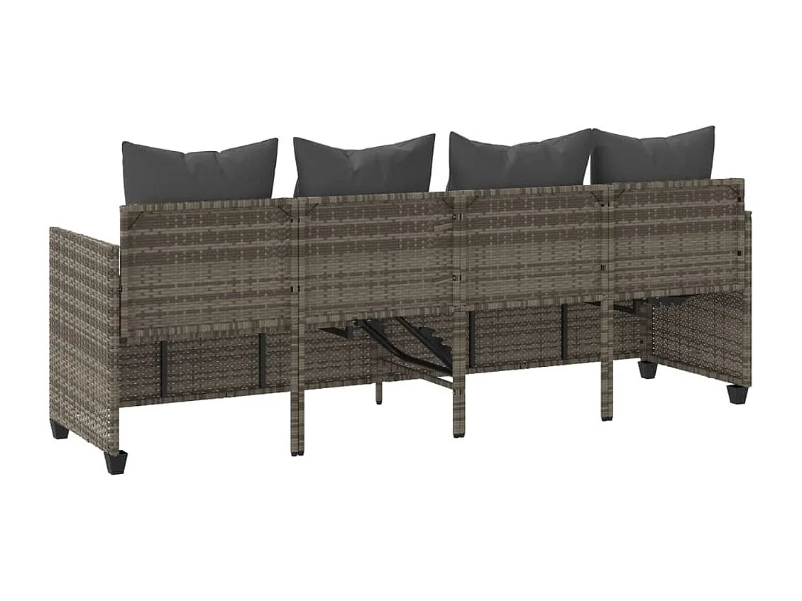 Chaise longue avec coussins gris résine tressée