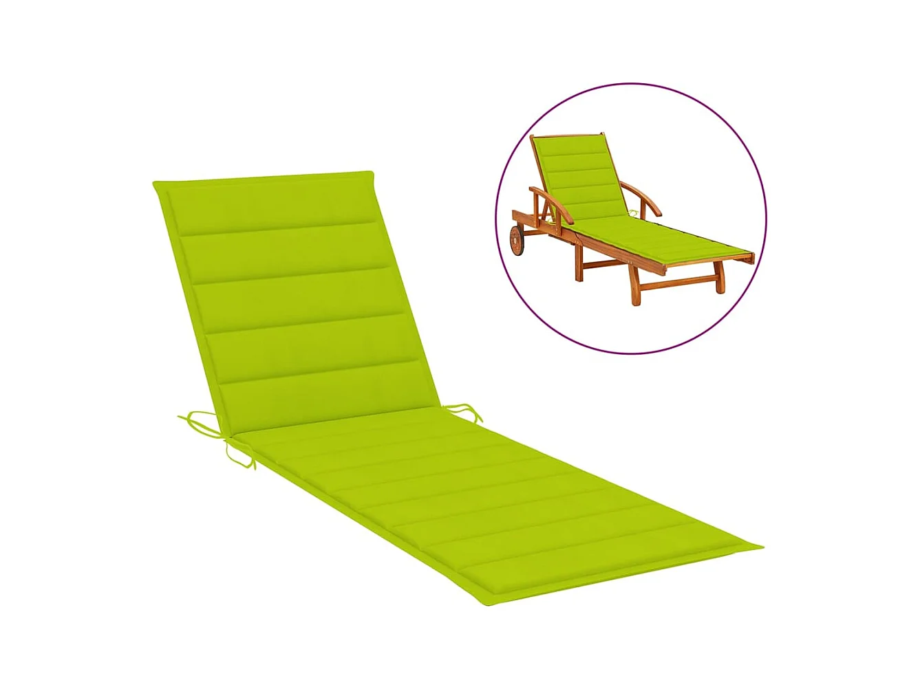 Chaise longue double et coussins vert vif Bois de pin imprégné