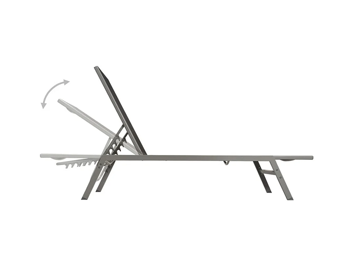 Chaises longues 2 pcs avec table Acier et textilène Noir 2