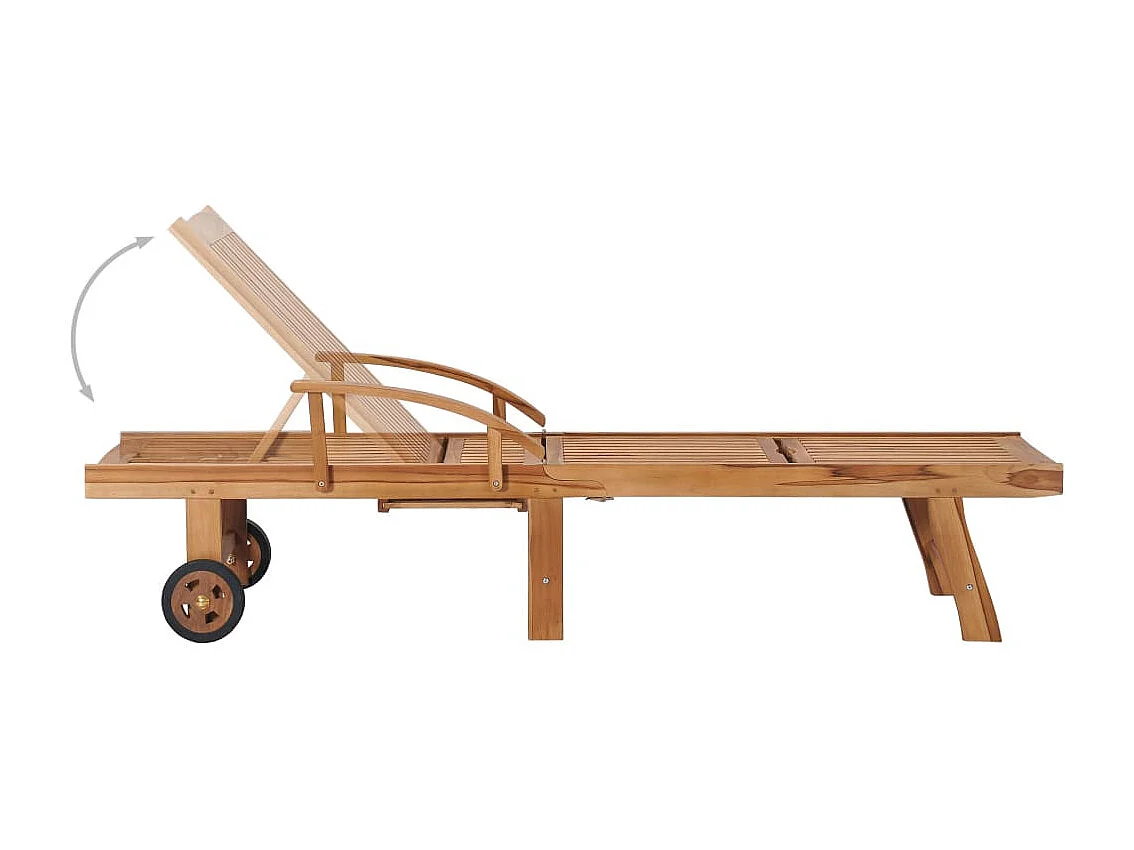 Chaise longue avec table et coussin Bois de teck solide 2