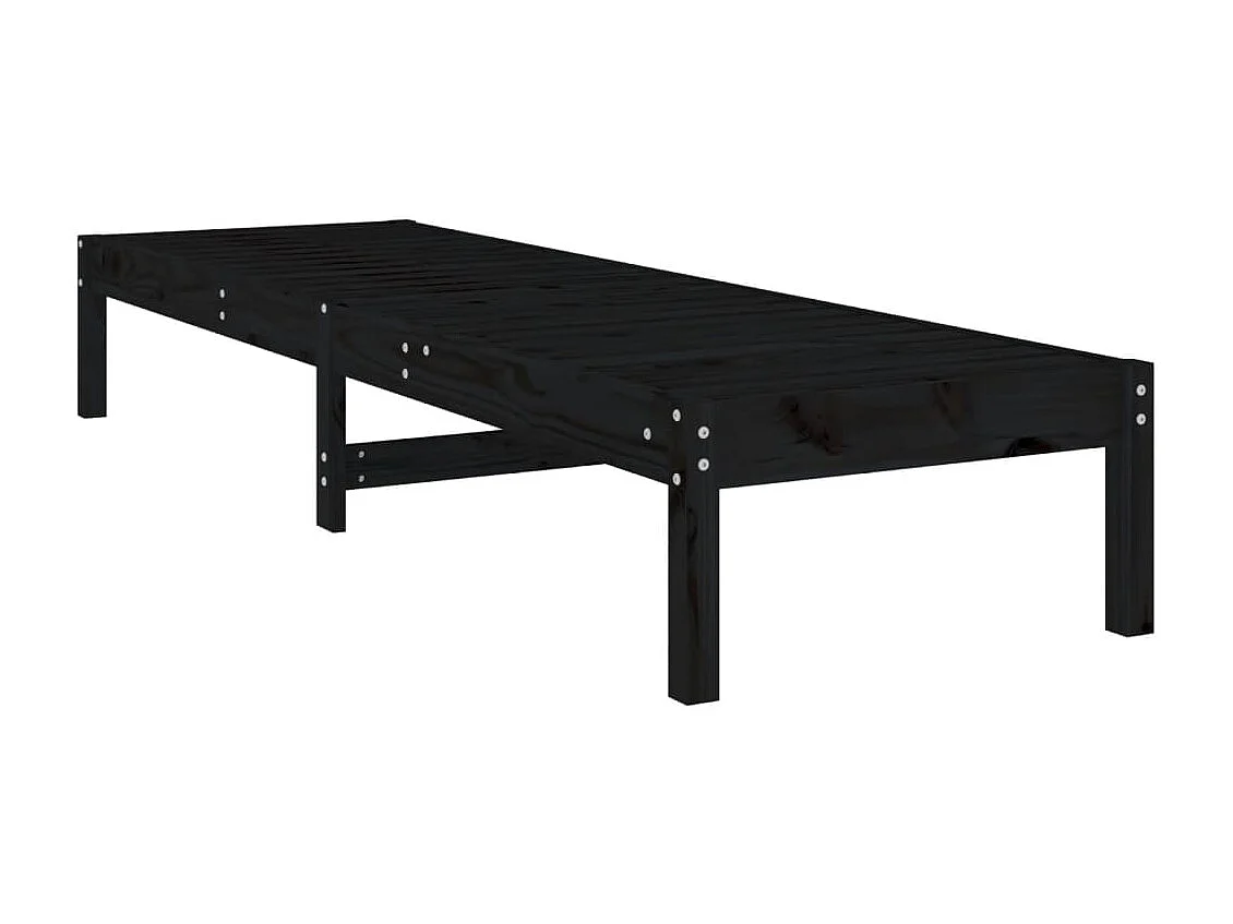 Chaises longues 2 pcs noir 199,5x60x74 bois massif de pin