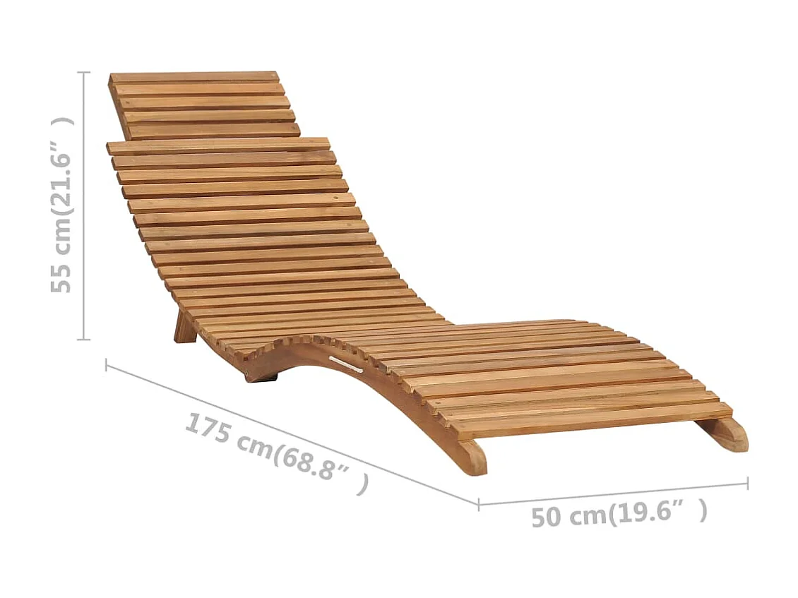 Chaise longue pliable avec table Bois de teck solide