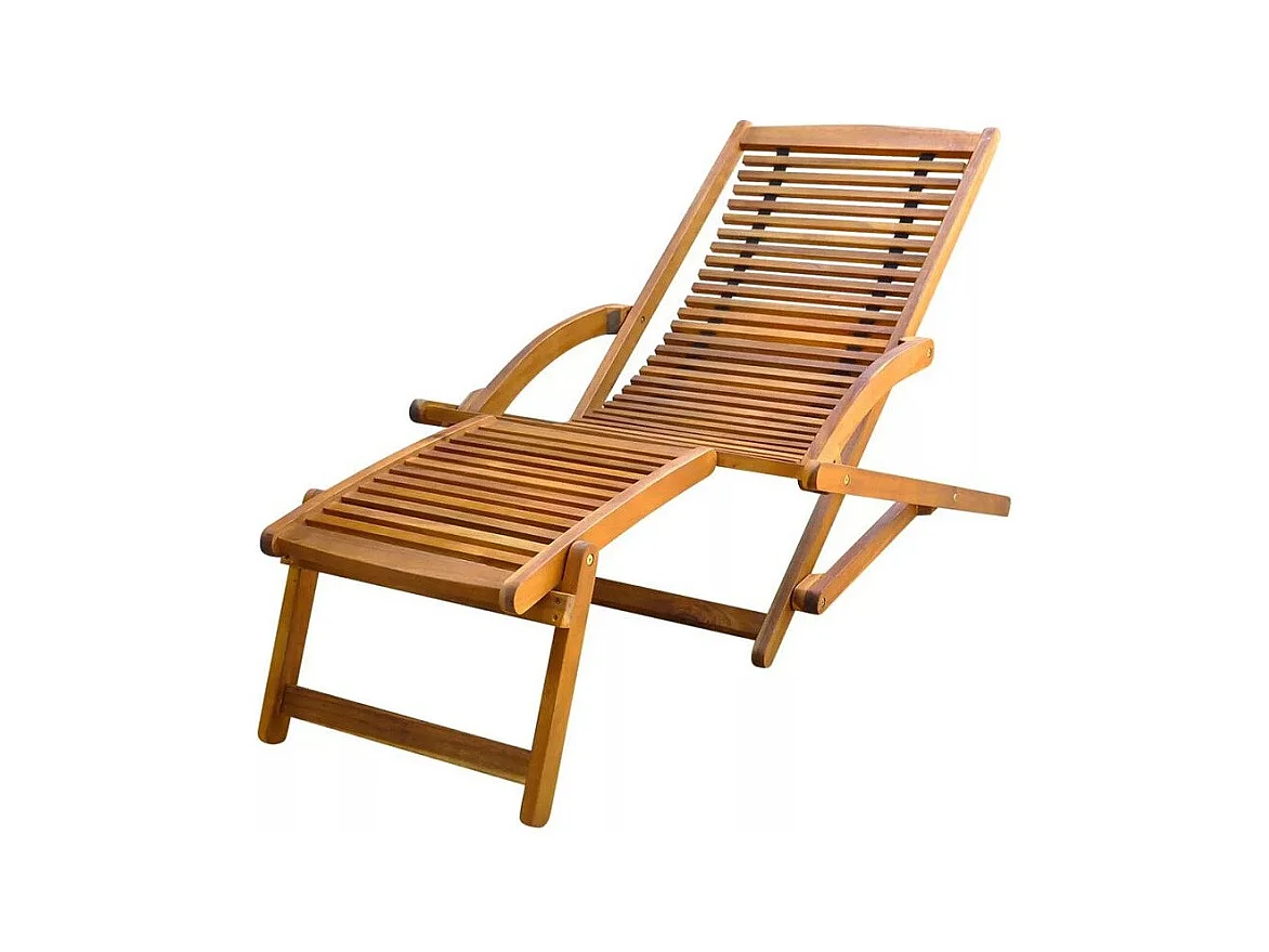 Chaise longue de jardin pliable acacia massif foncé Sikash