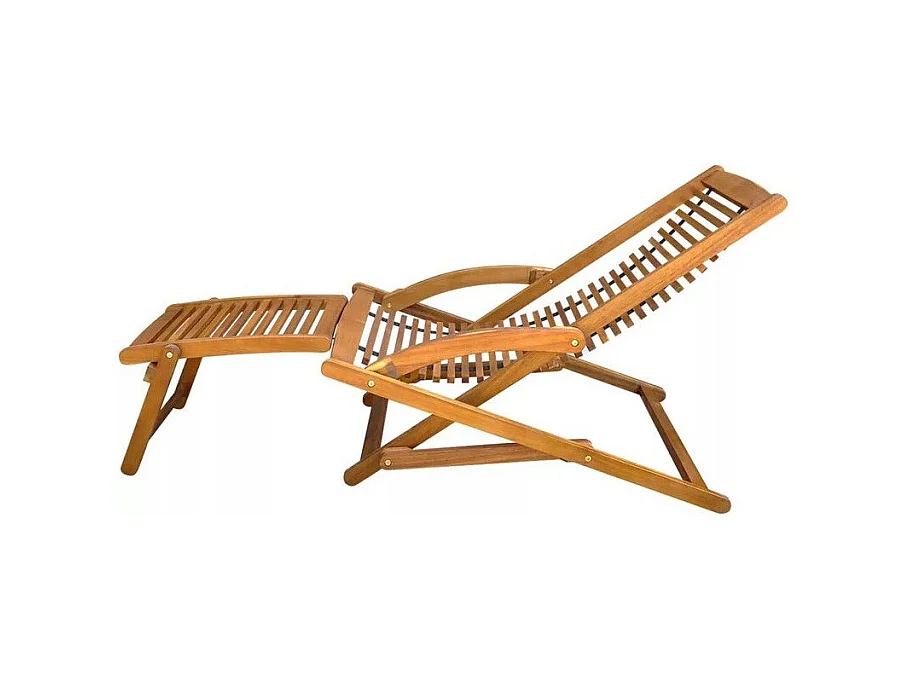 Chaise longue de jardin pliable acacia massif foncé Sikash