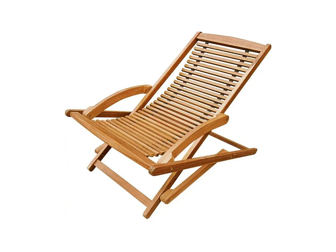 Chaise longue de jardin pliable acacia massif foncé Sikash