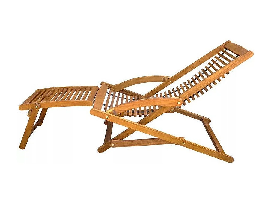Chaise longue de jardin pliable acacia massif foncé Sikash