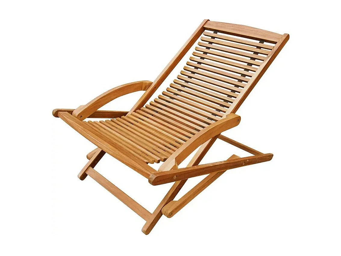 Chaise longue de jardin pliable acacia massif foncé Sikash
