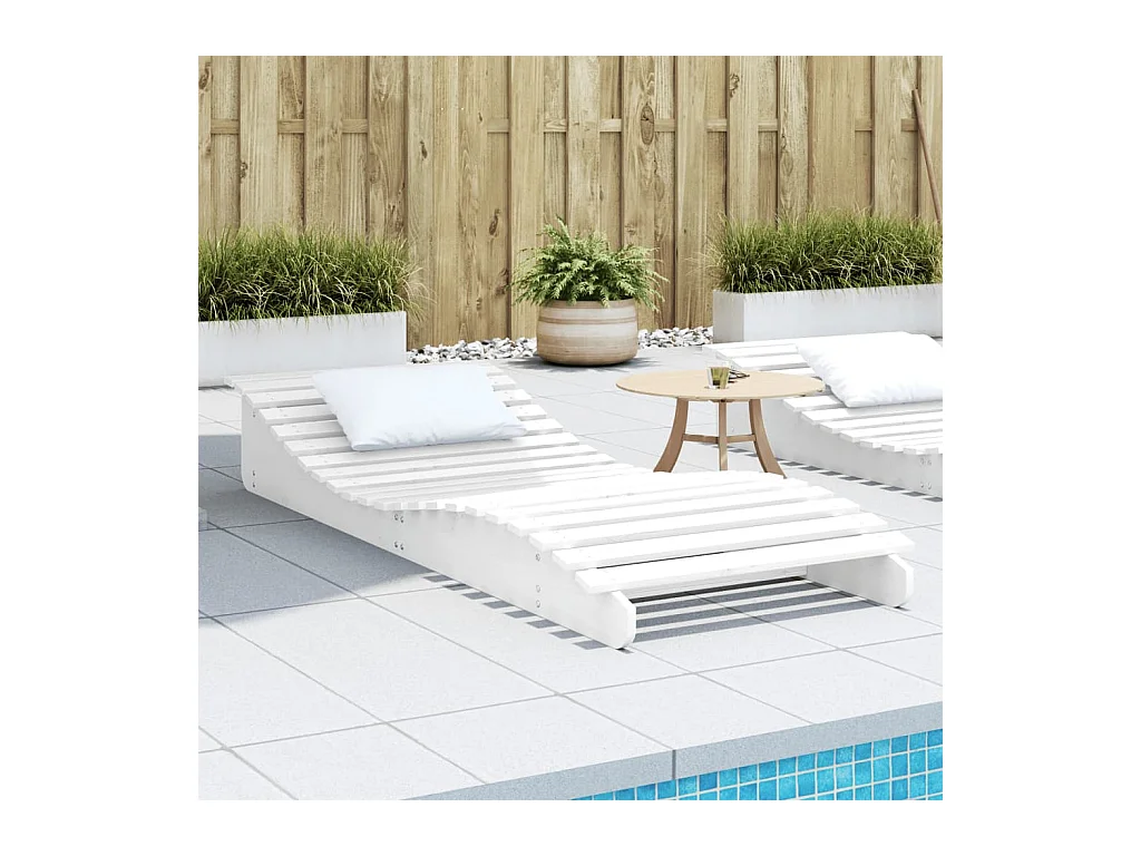 Chaise longue blanc 205x80x31,5 bois massif de pin