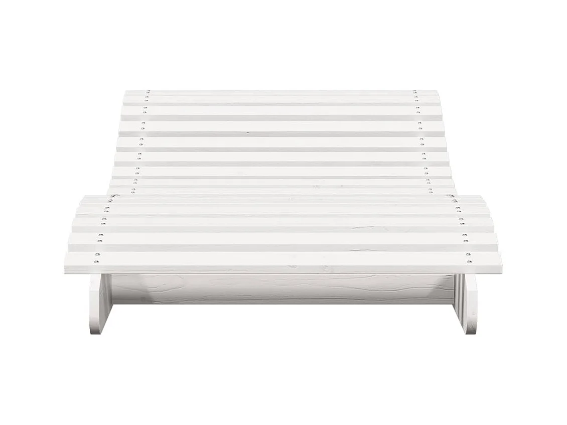 Chaise longue blanc 205x80x31,5 bois massif de pin