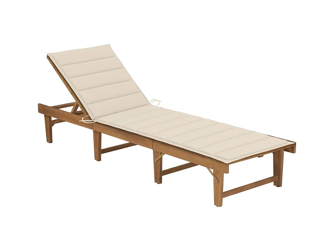 Chaise longue pliable avec coussin Bois d'acacia solide 10