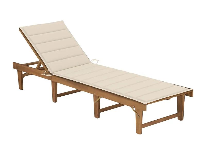 Chaise longue pliable avec coussin Bois d'acacia solide 10
