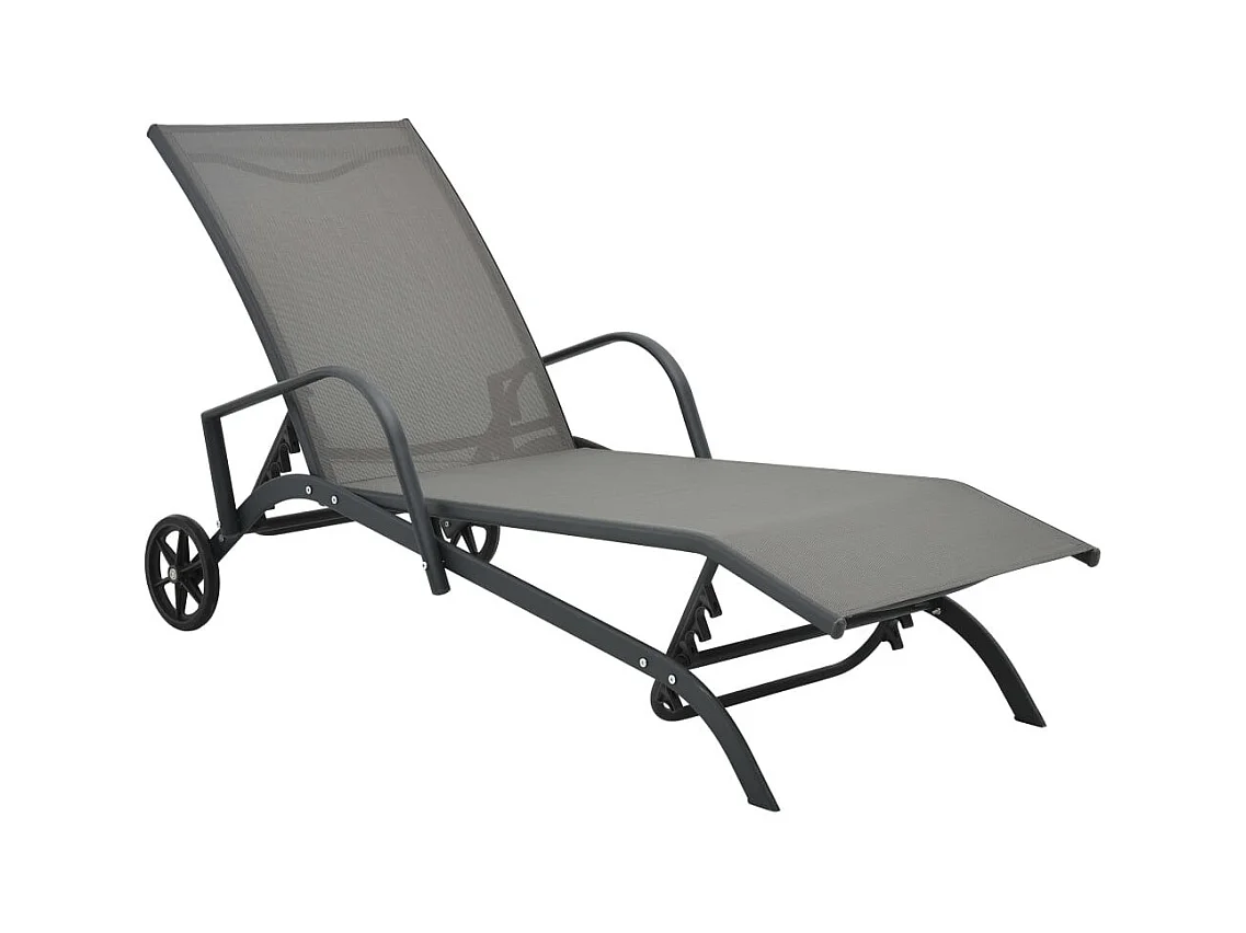 Chaises longues 2 pcs avec table Textilène et acier 2