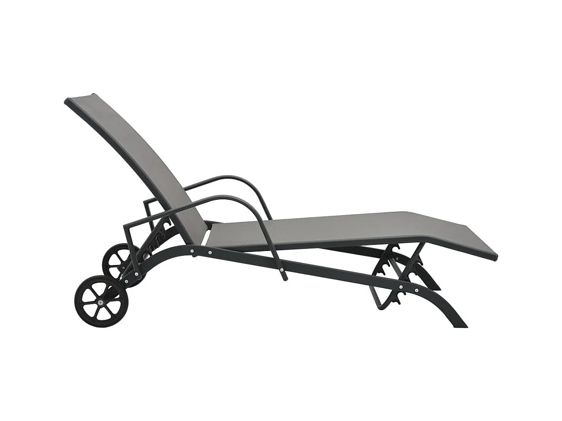 Chaises longues 2 pcs avec table Textilène et acier 2