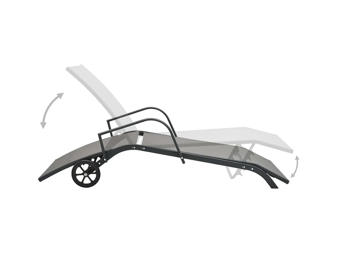 Chaises longues 2 pcs avec table Textilène et acier 2