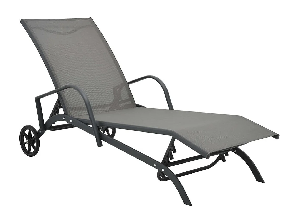 Chaises longues 2 pcs avec table Textilène et acier 2