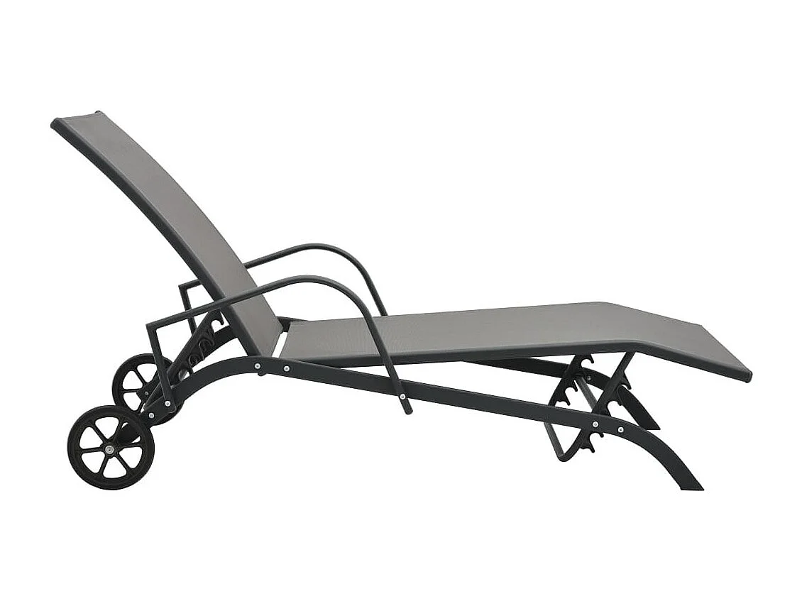 Chaises longues 2 pcs avec table Textilène et acier 2