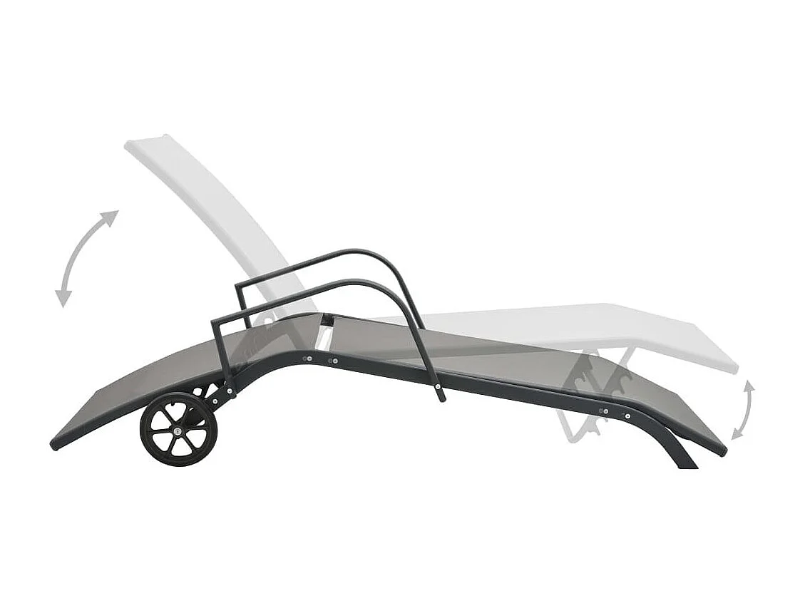 Chaises longues 2 pcs avec table Textilène et acier 2