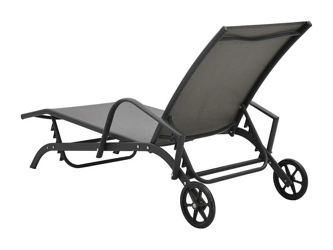 Chaises longues 2 pcs avec table Textilène et acier 2