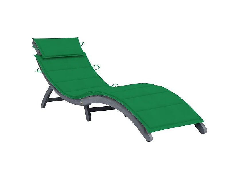 Chaise longue avec coussin Gris Bois d'acacia solide