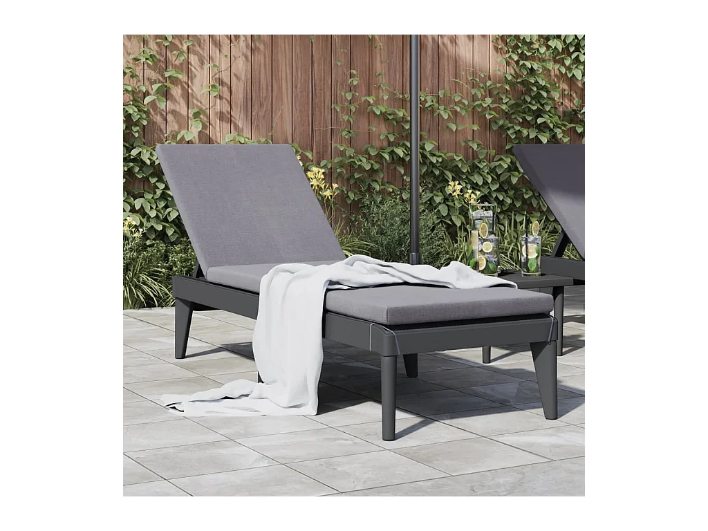 Chaise longue anthracite 186x60x29 PP