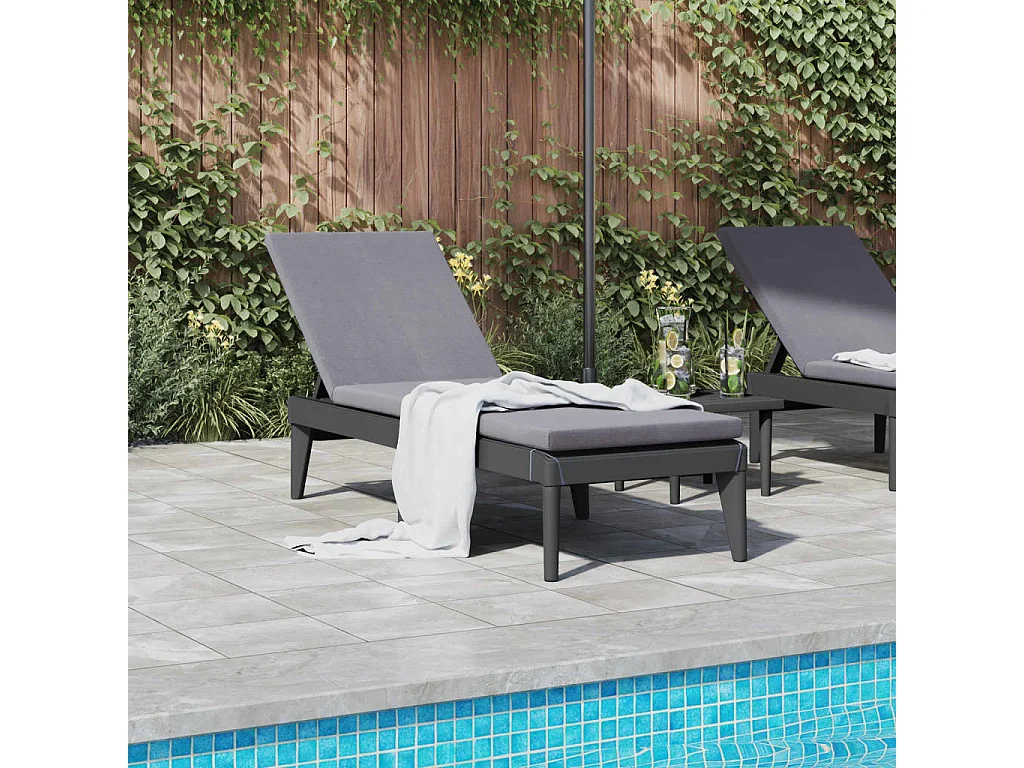 Chaise longue anthracite 186x60x29 PP