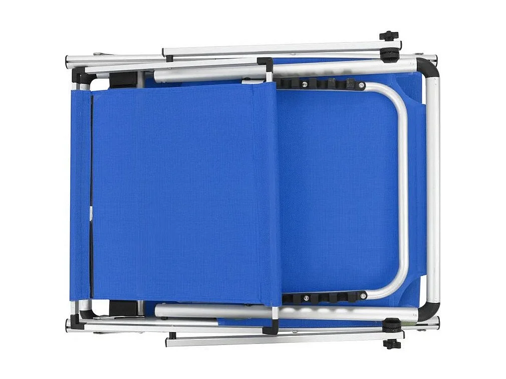 Chaise longue pliable avec auvent textilène bleu et métal Pegun