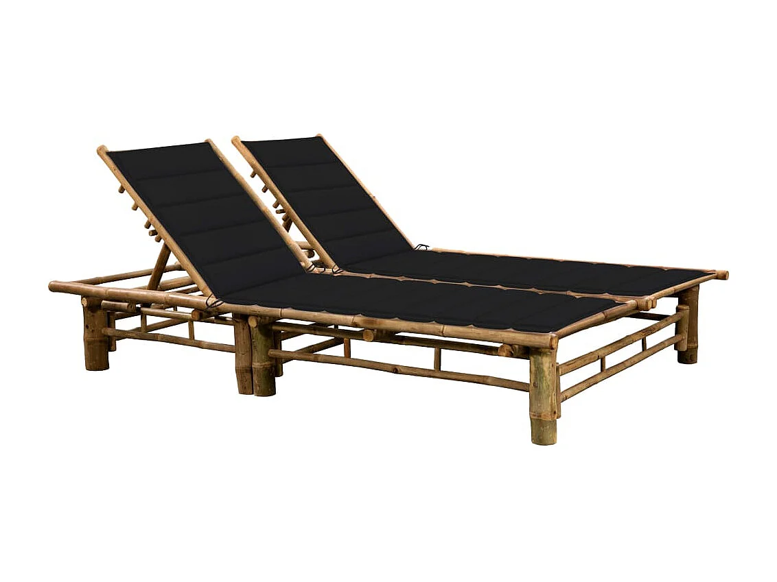 Chaise longue pour 2 personnes avec coussins Bambou 9