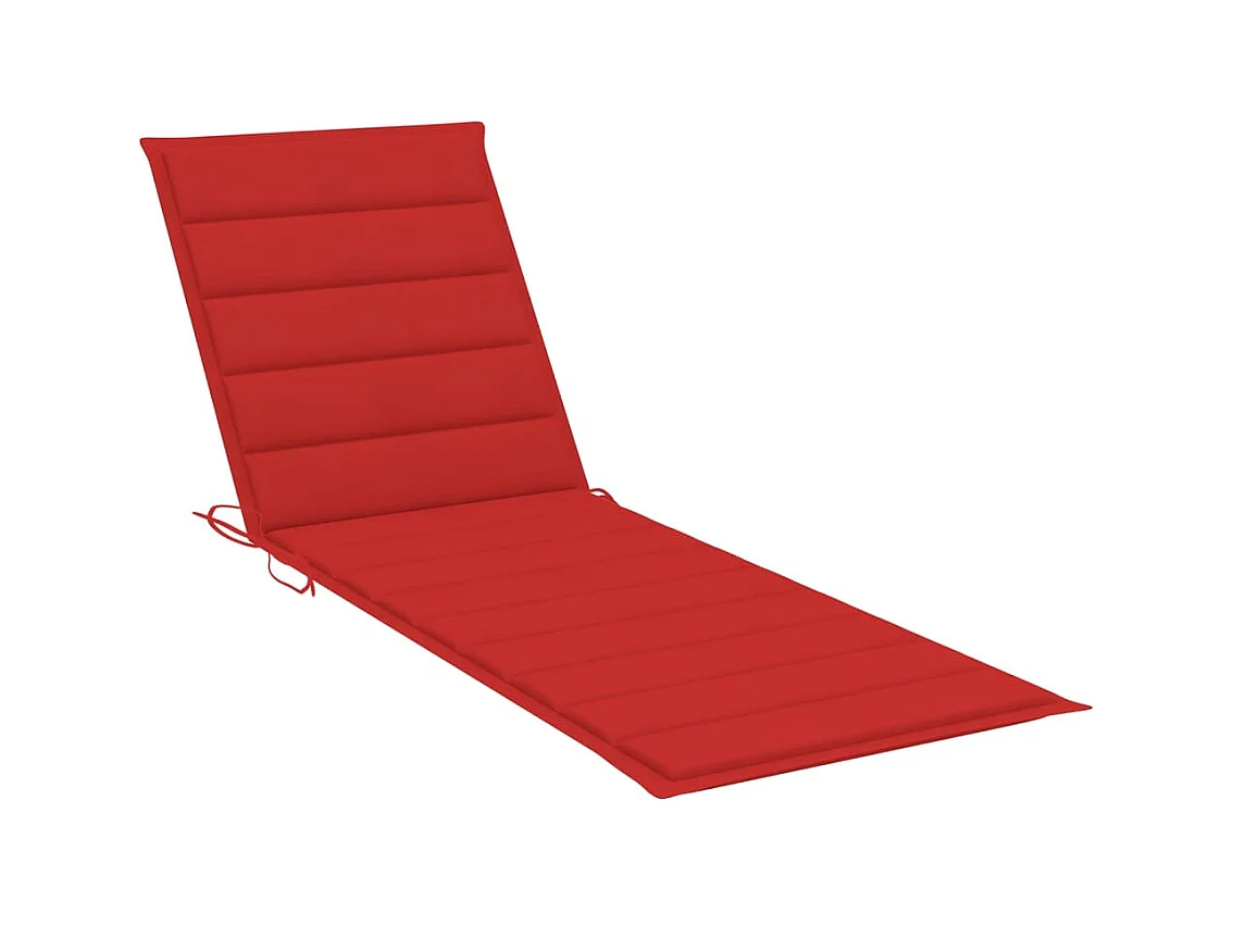 Chaise longue avec coussin rouge Bois de pin imprégné 2