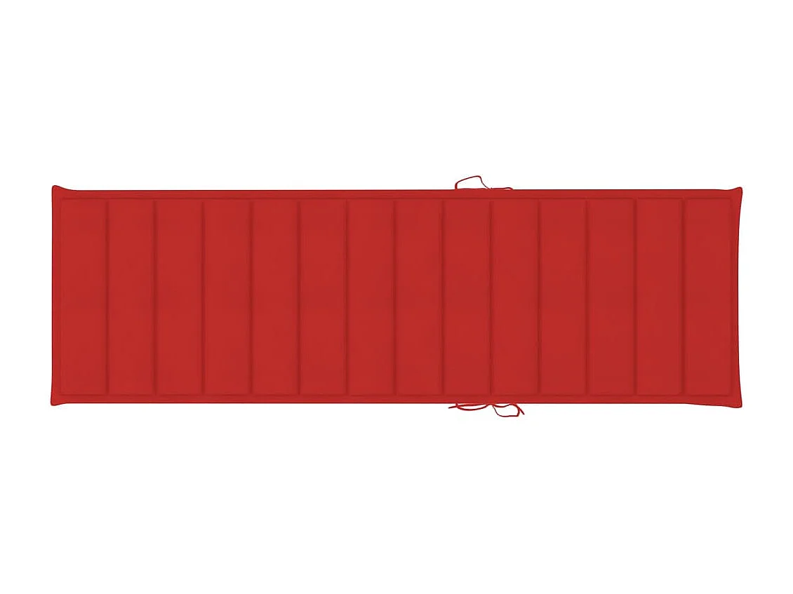 Chaise longue avec coussin rouge Bois de pin imprégné 2
