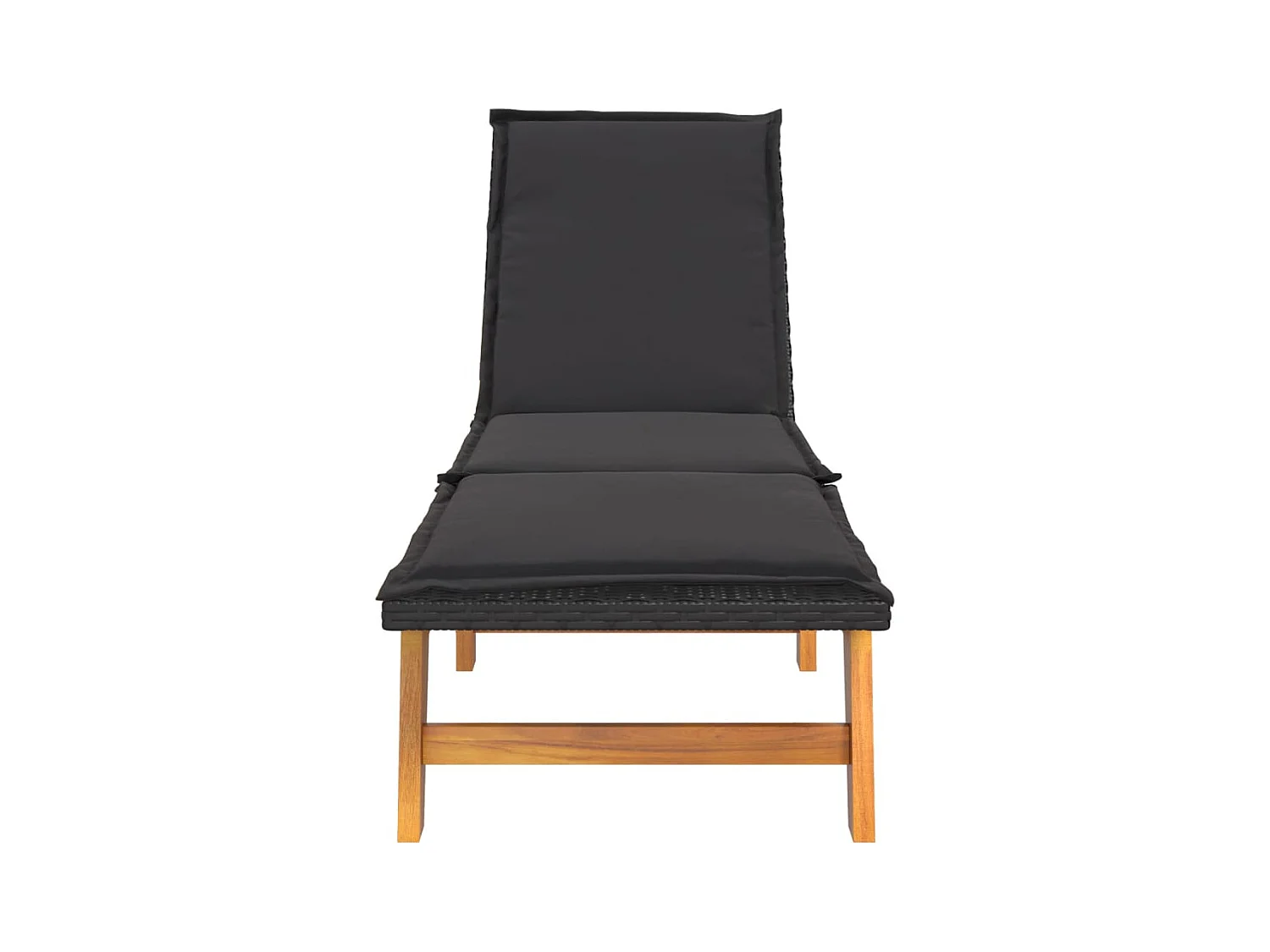 Chaise longue avec coussin Résine tressée-bois massif d'acacia