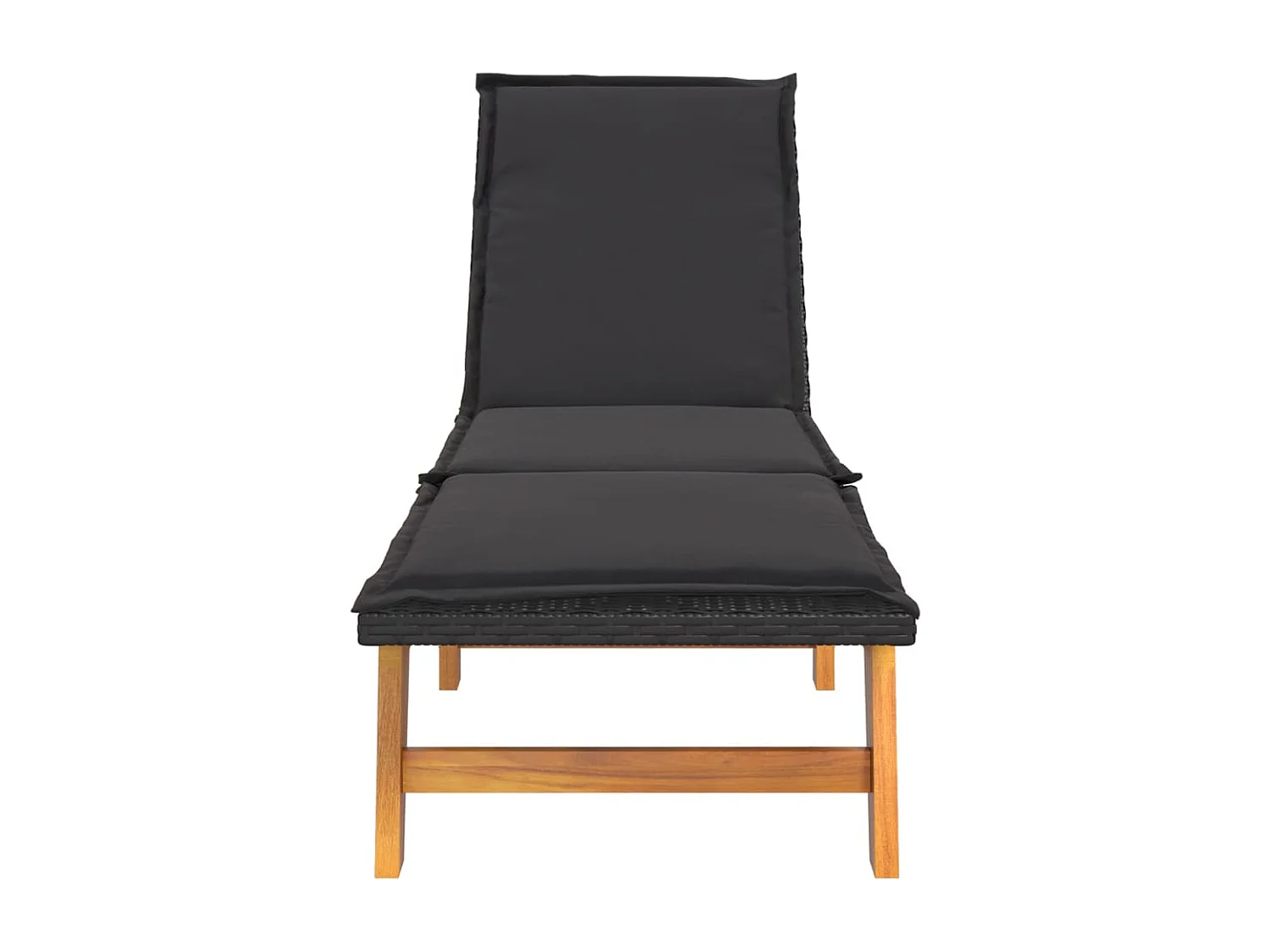 Chaise longue avec coussin Résine tressée-bois massif d'acacia