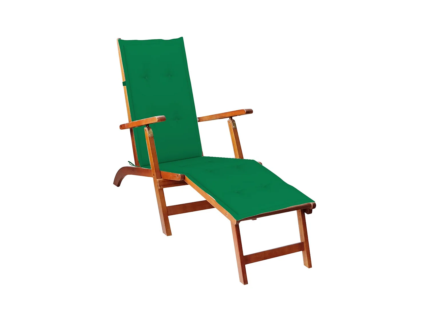 Chaise de terrasse avec repose-pied et coussin Acacia solide 4