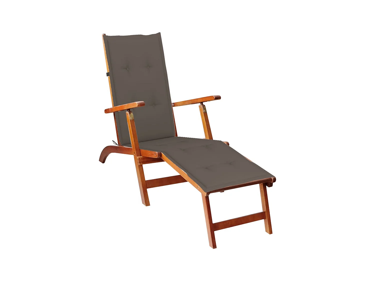 Chaise de terrasse avec repose-pied et coussin Acacia solide 7