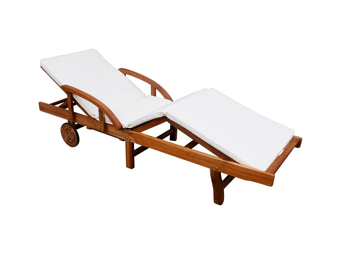 Chaise longue avec coussin Bois d'acacia solide 17