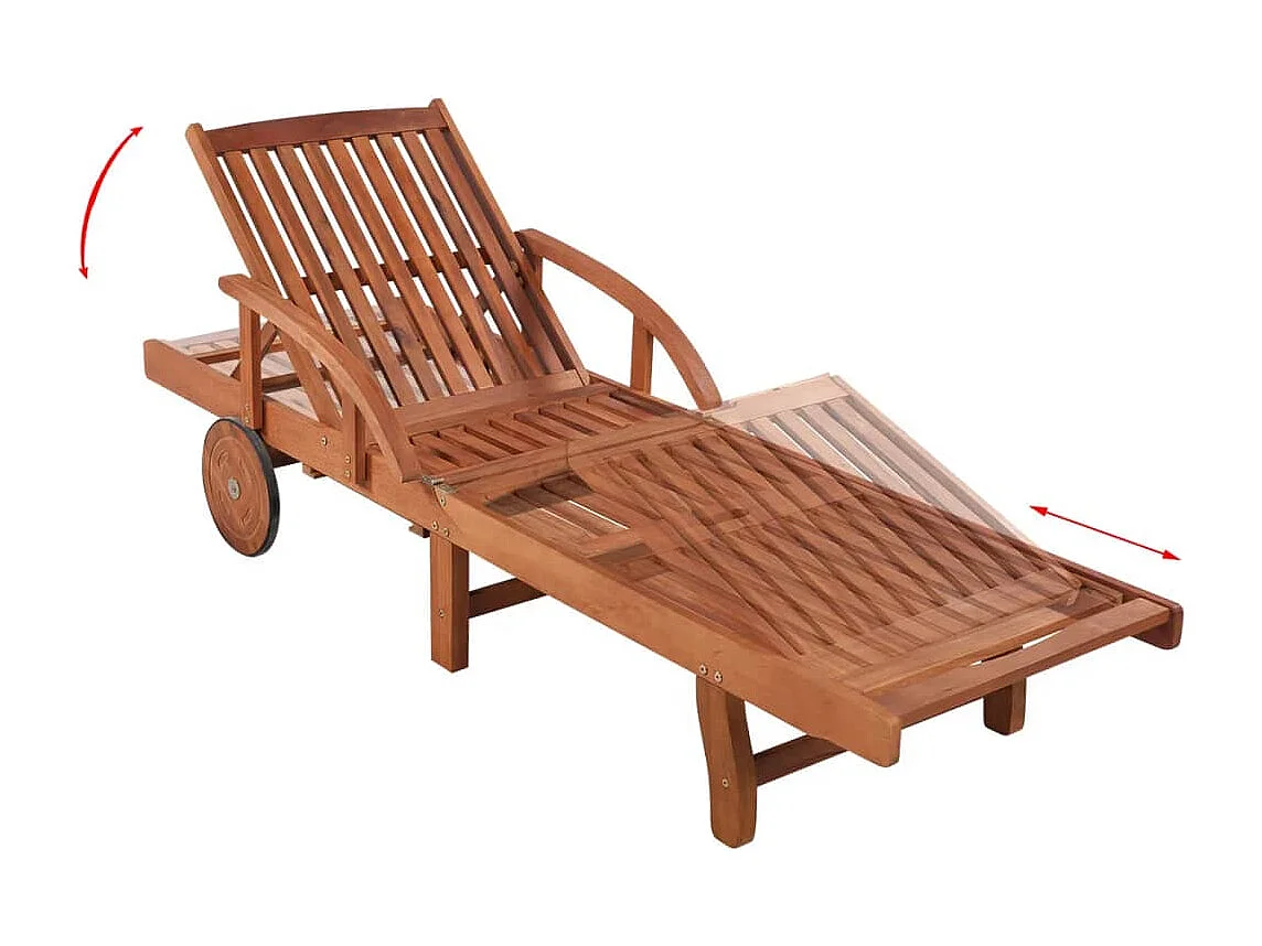 Chaise longue avec coussin Bois d'acacia solide 17