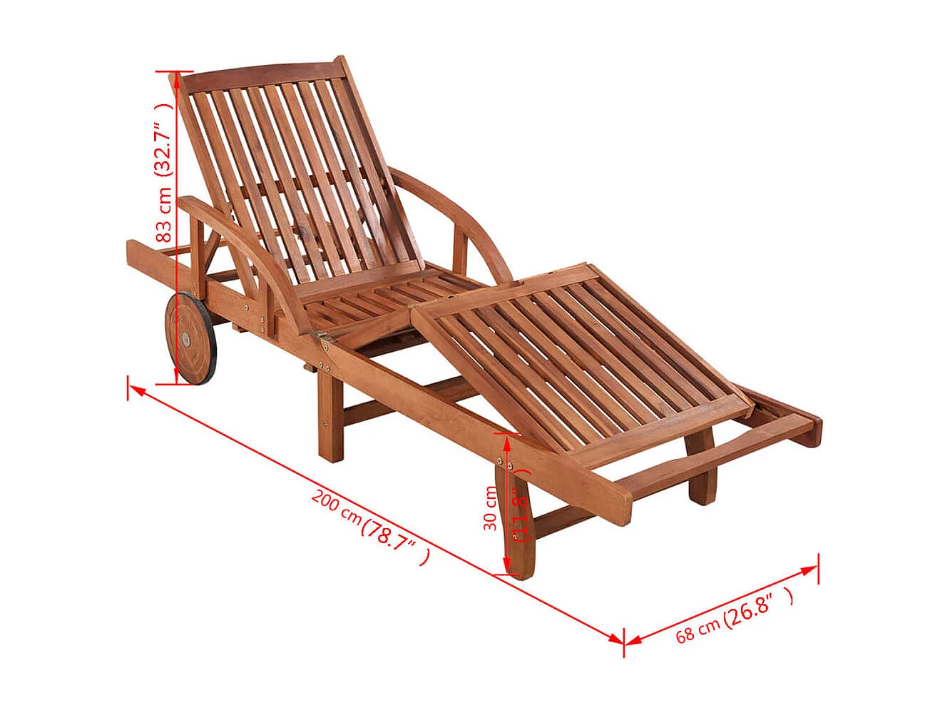 Chaise longue avec coussin Bois d'acacia solide 17